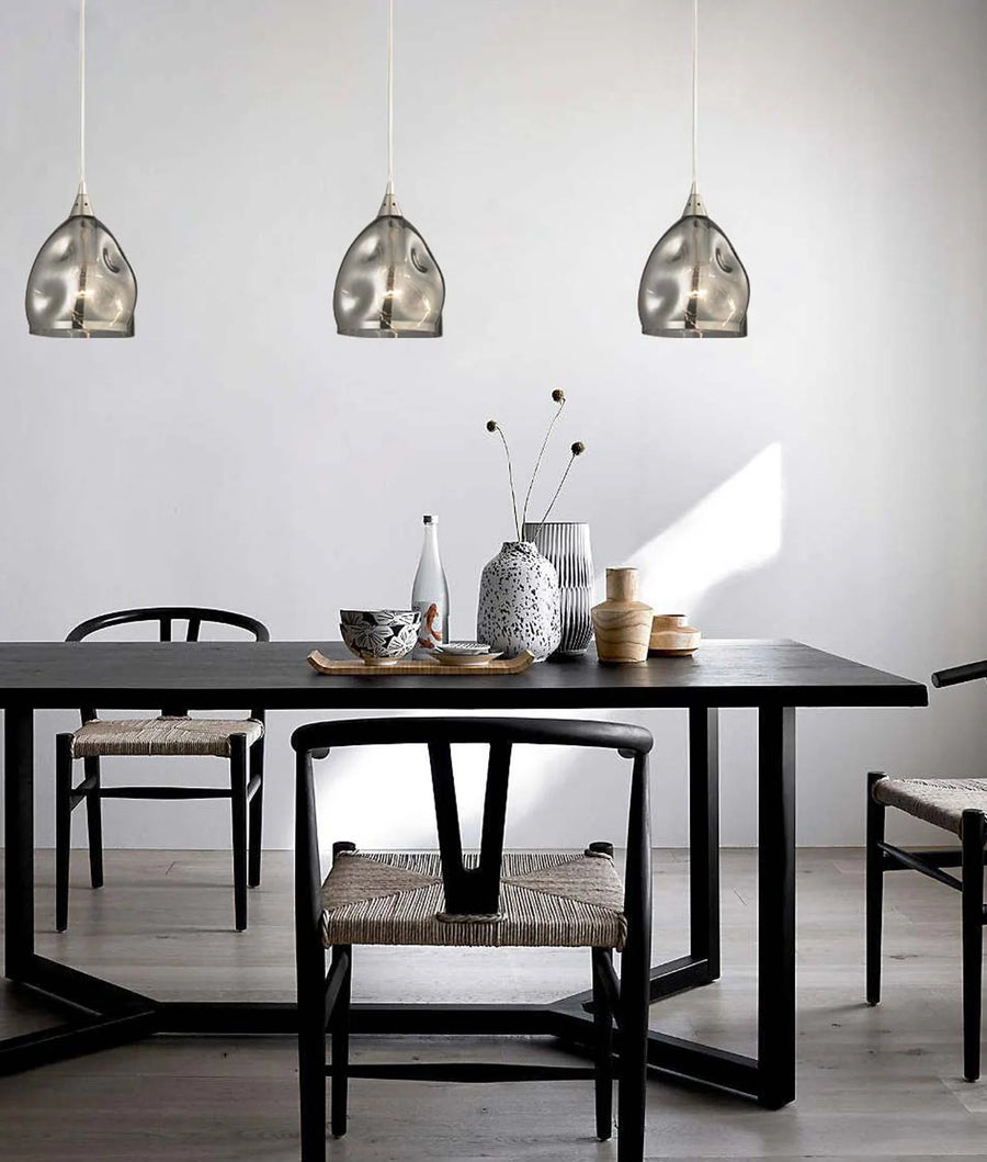 ORDITO: Abstract Chrome With Glass Ellipse Pendant Lights Pendant