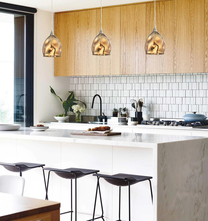 ORDITO: Abstract Chrome With Glass Ellipse Pendant Lights Pendant