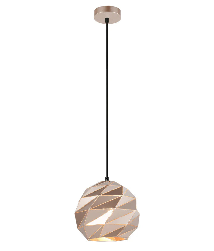 ORIGAMI: Interior Small/Large Dome Carved Iron Origami Style Pendant Lights Small Rose Gold Pendant
