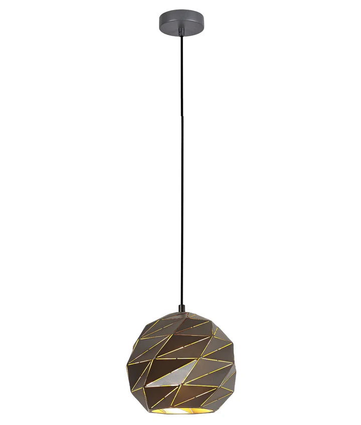 ORIGAMI: Interior Small/Large Dome Carved Iron Origami Style Pendant Lights Small Matte Grey Pendant