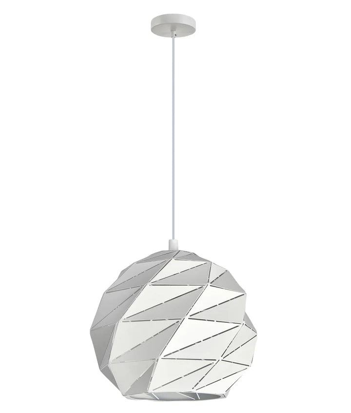 ORIGAMI: Interior Small/Large Dome Carved Iron Origami Style Pendant Lights Large White Pendant