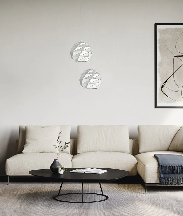 ORIGAMI: Interior Small/Large Dome Carved Iron Origami Style Pendant Lights Pendant