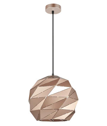 ORIGAMI: Interior Small/Large Dome Carved Iron Origami Style Pendant Lights Large Rose Gold Pendant