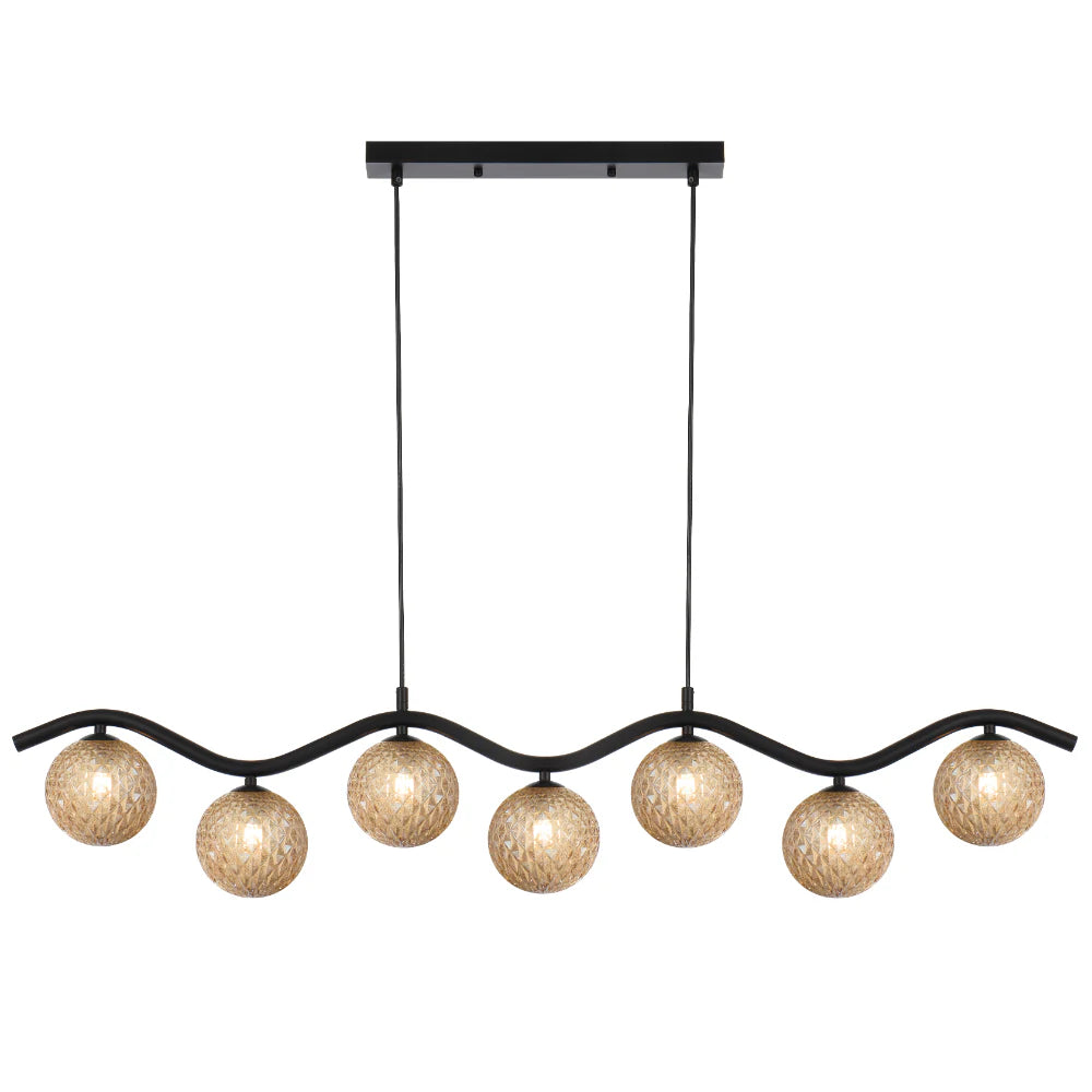 ORTON 7 LIGHT PENDANT BLACK Amber Pendant