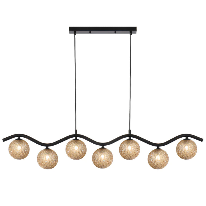 ORTON 7 LIGHT PENDANT BLACK Amber Pendant
