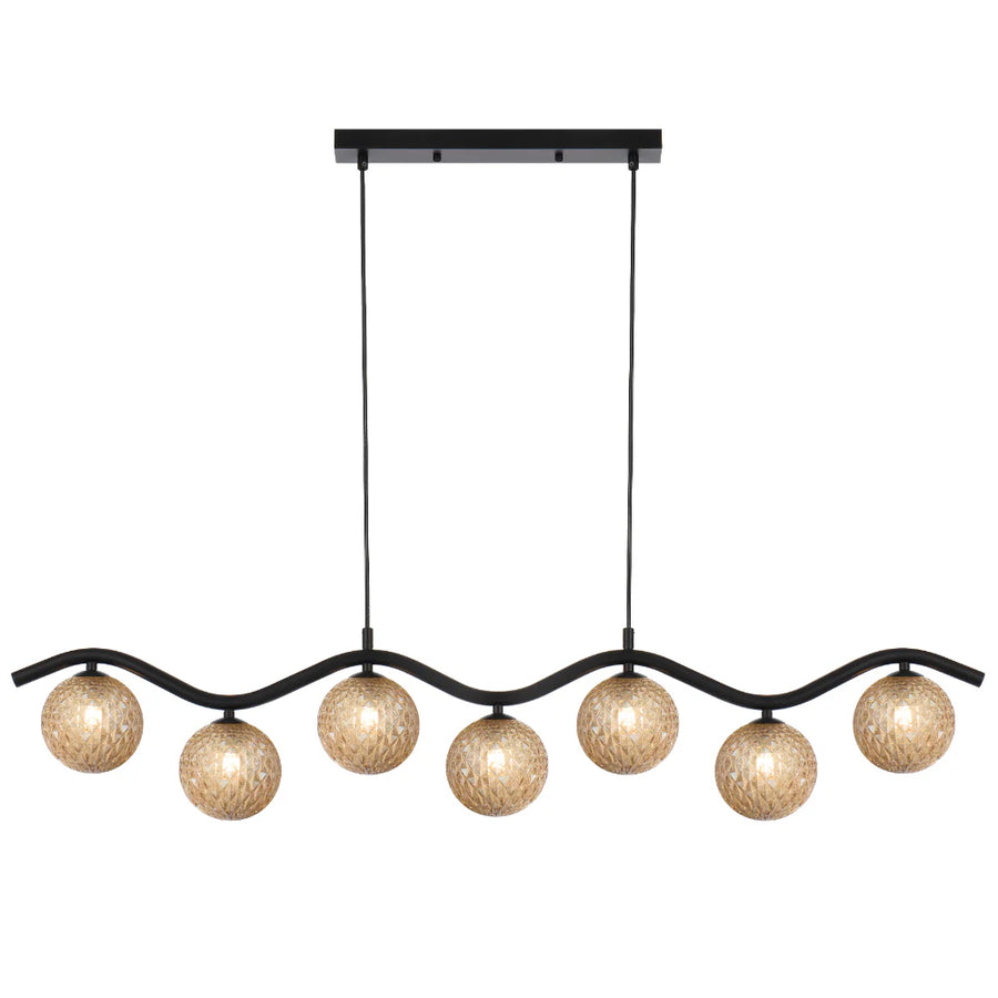 ORTON 7 LIGHT PENDANT BLACK Amber Pendant