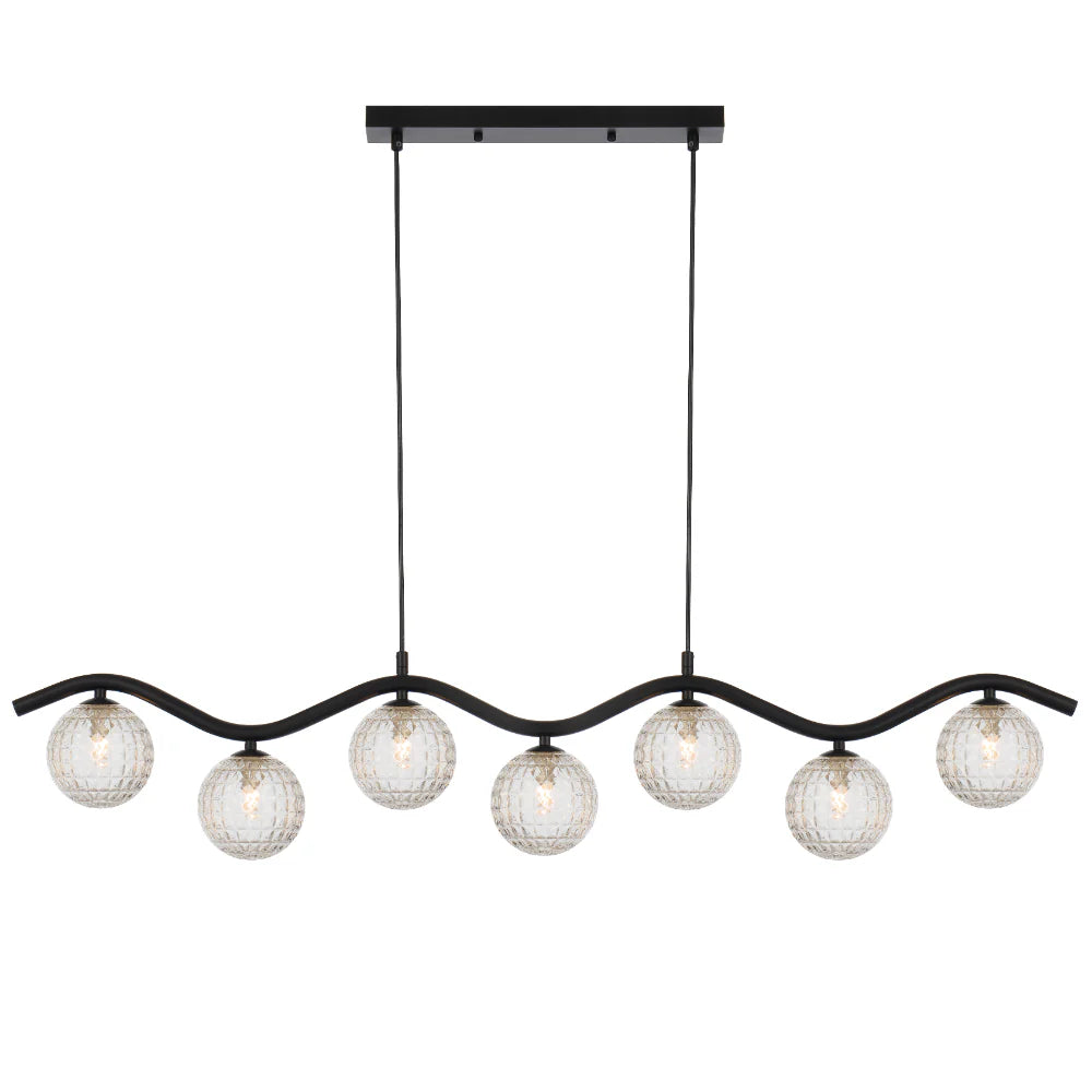 ORTON 7 LIGHT PENDANT BLACK Clear Prism Pendant