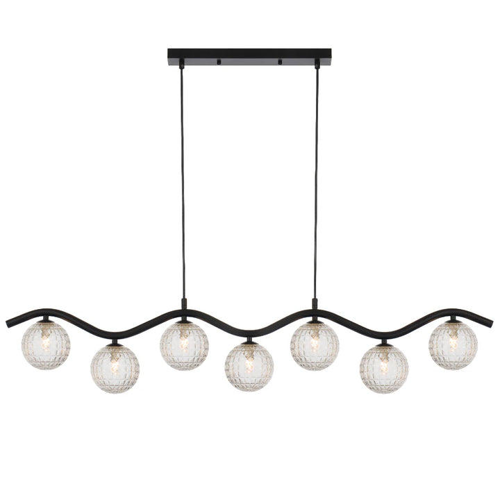 ORTON 7 LIGHT PENDANT BLACK Clear Prism Pendant