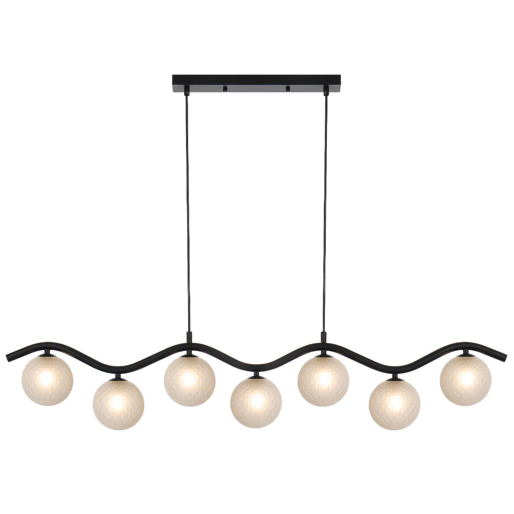 ORTON 7 LIGHT PENDANT BLACK Frost Tear Pendant