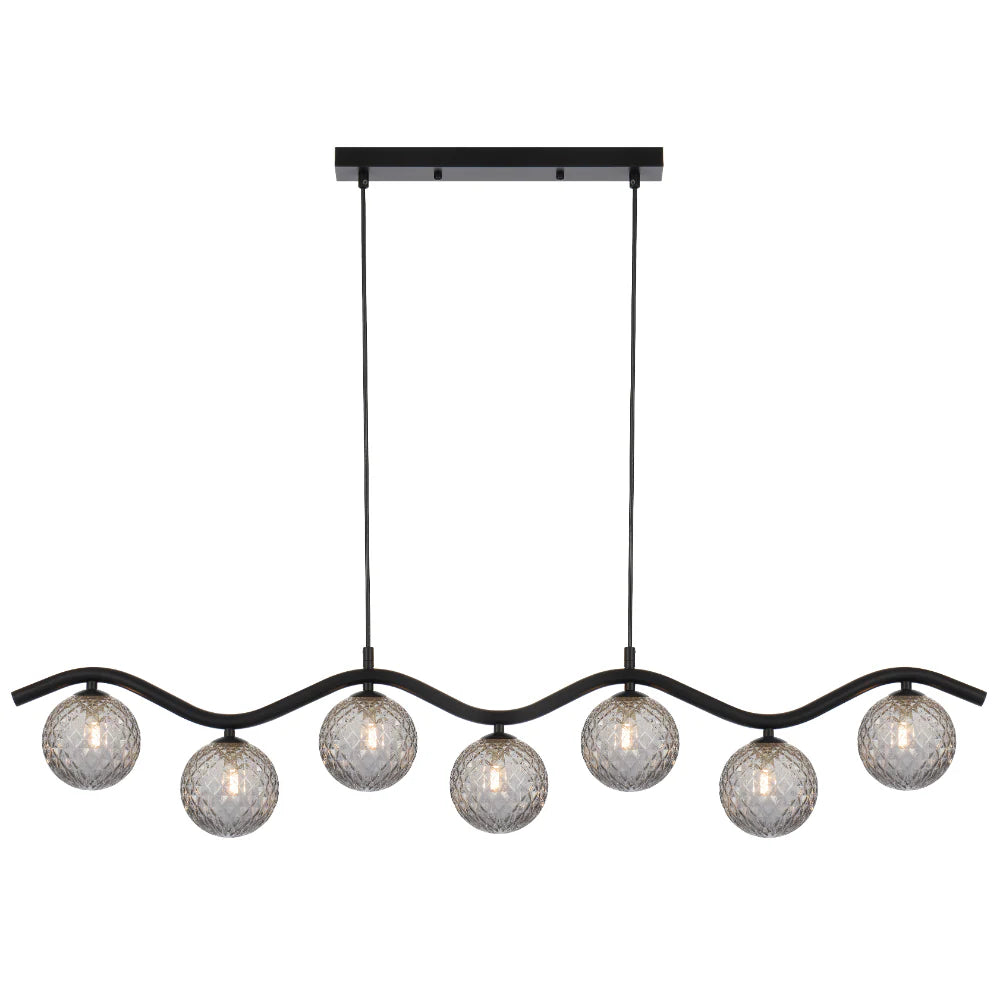 ORTON 7 LIGHT PENDANT BLACK Smoke Tear Pendant