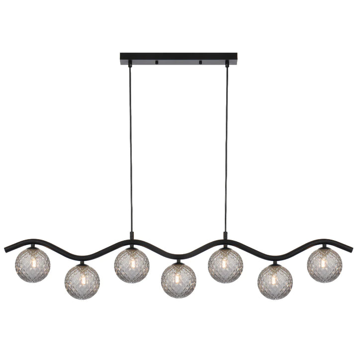 ORTON 7 LIGHT PENDANT BLACK Smoke Tear Pendant