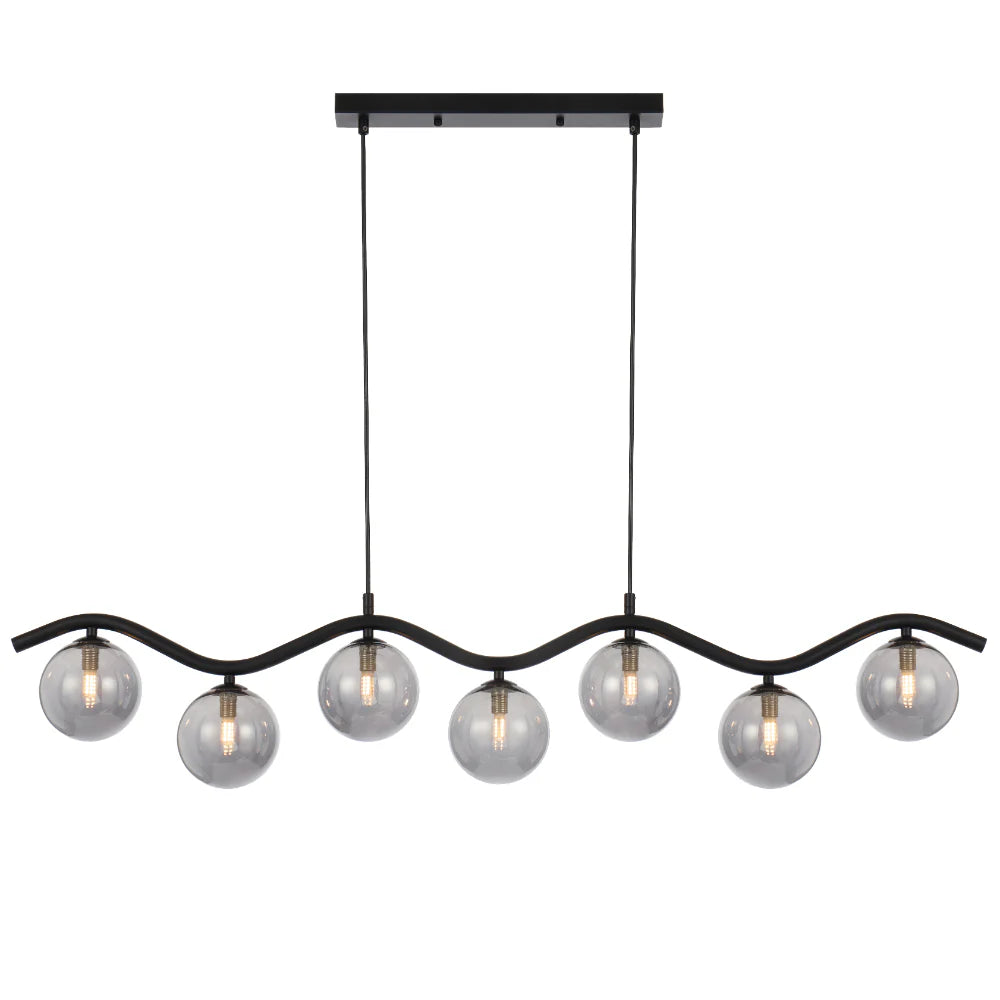 ORTON 7 LIGHT PENDANT BLACK Smoke Pendant