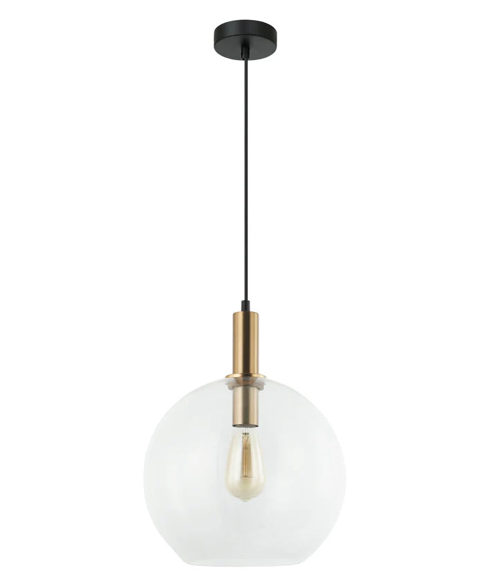 PATERA: Interior Glass with Extended Bronze Highlight Pendant Lights Clear Pendant