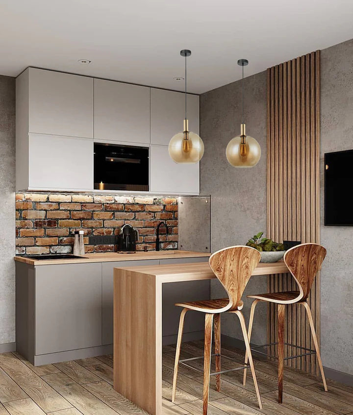 PATERA: Interior Glass with Extended Bronze Highlight Pendant Lights Pendant