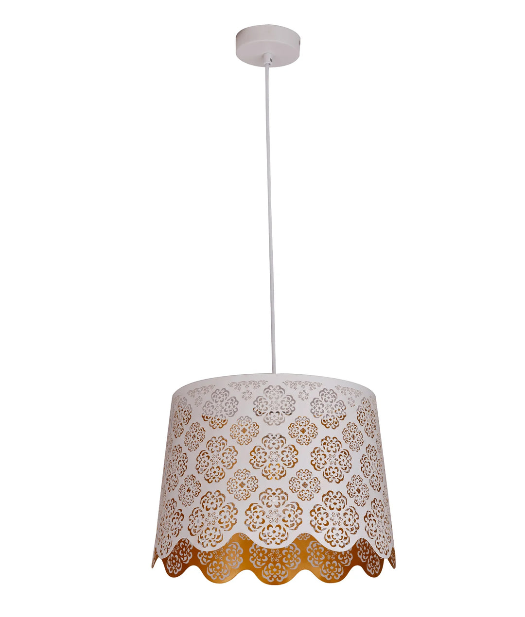 PENSHADE: Interior Slanted with Flower Pattern Laser Cut Pendant Lights White Pendant