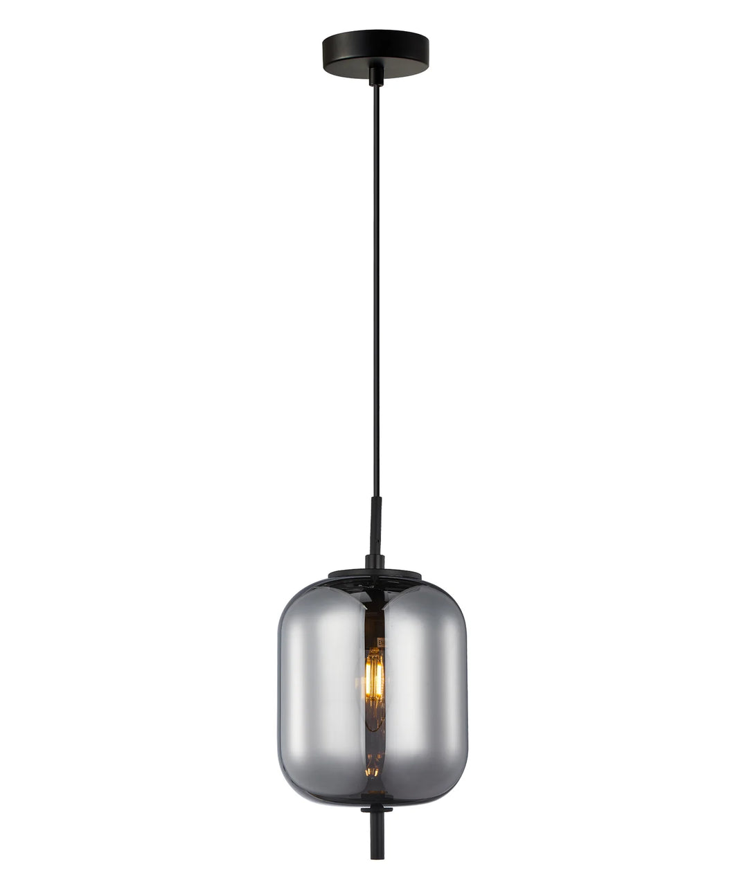 PINO: Interior Opal Matte / Smokey Black Mirror Finish Jar Pendant Lights Smokey Black Mirror Finish Pendant