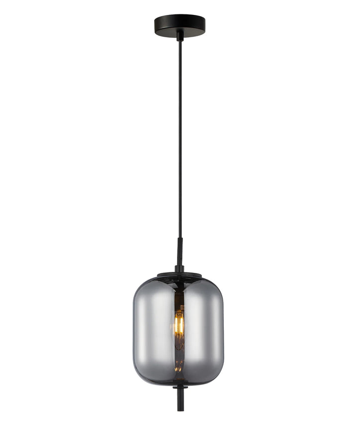 PINO: Interior Opal Matte / Smokey Black Mirror Finish Jar Pendant Lights Smokey Black Mirror Finish Pendant