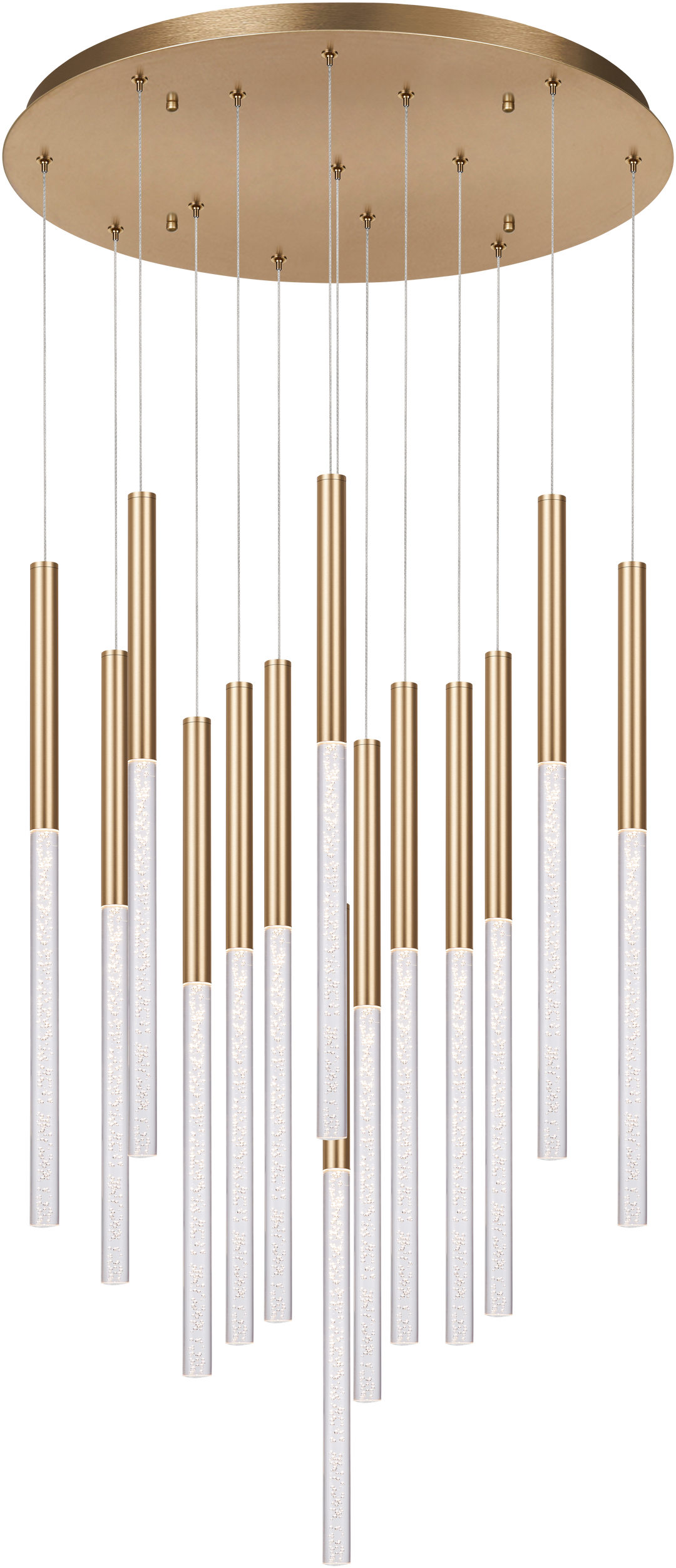 Calibo Rhea 14 Light Pencil Drop LED Pendant Brass Pendant