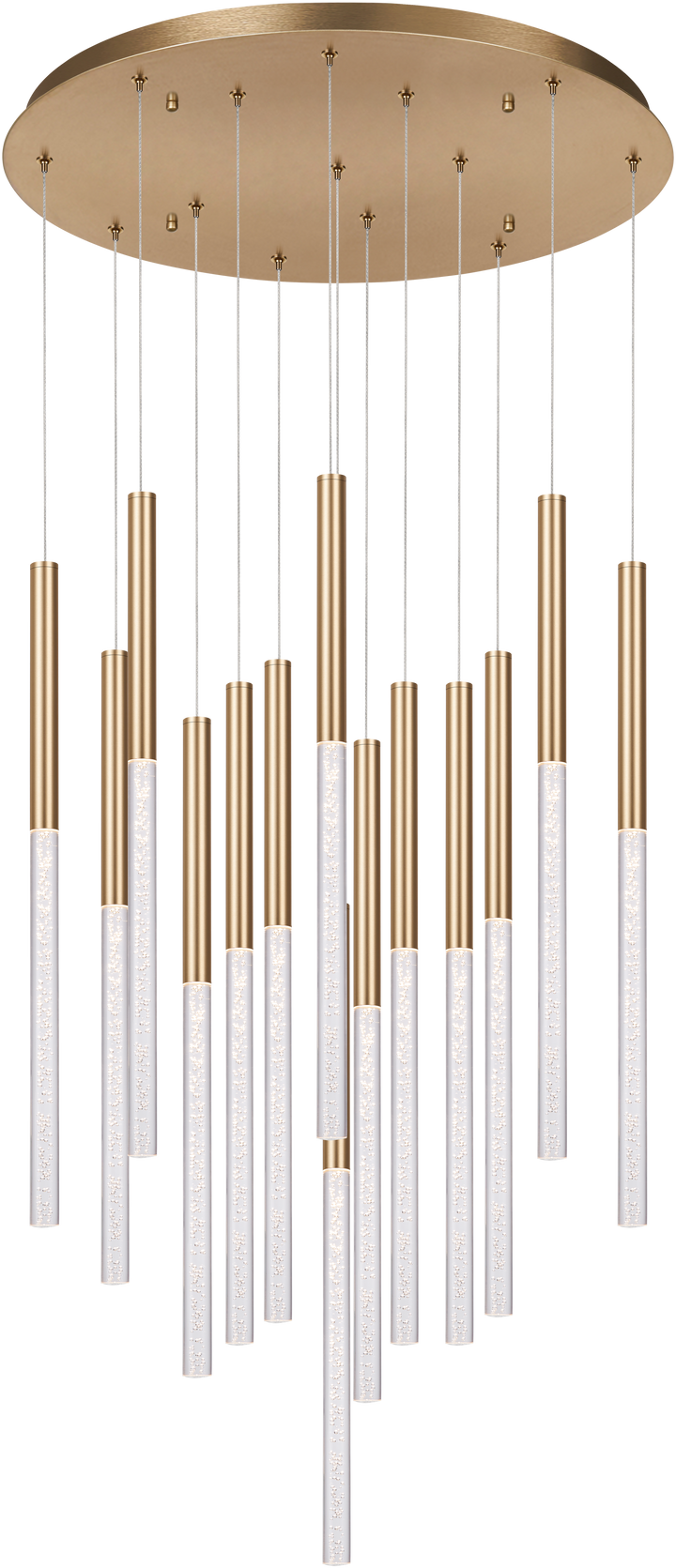 Calibo Rhea 14 Light Pencil Drop LED Pendant Brass Pendant
