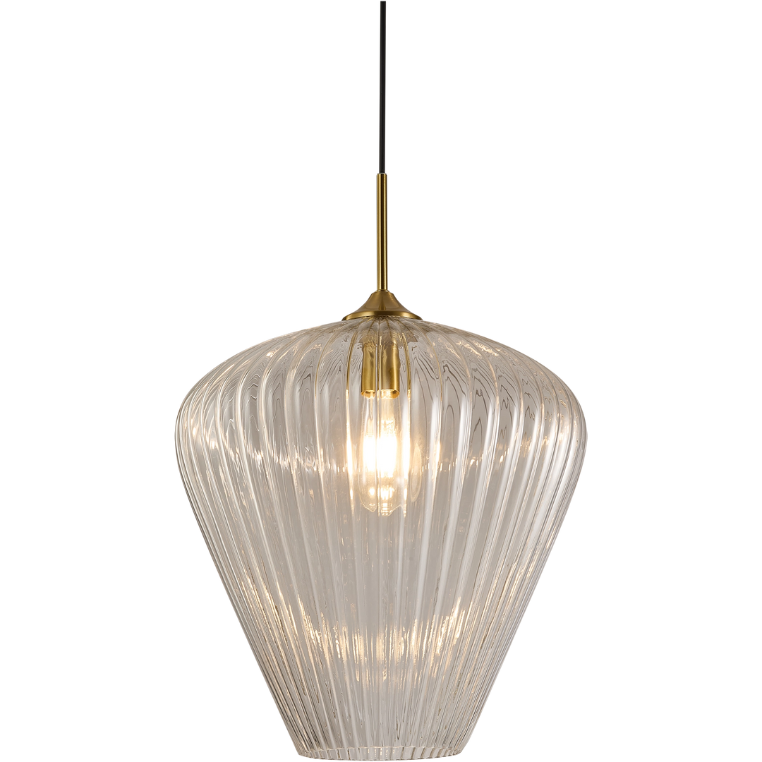 Ribbon Fluted Glass Pendant Light 360mm Clear Pendant