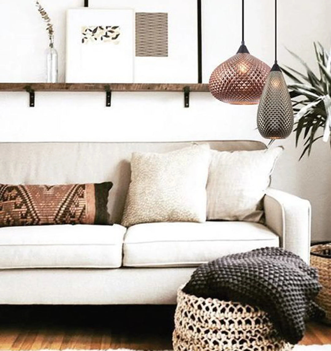 RICTUS: Bohemian Glass with Quadrilateral Segments Tear Drop Shape Pendant Lights Pendant