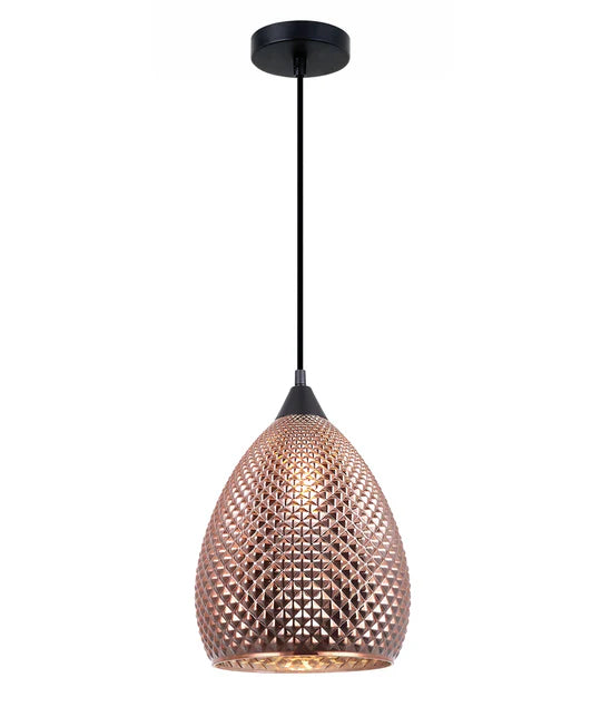 RICTUS: Bohemian Glass with Quadrilateral Segments Ellipse Shape Pendant Lights Copper Pendant