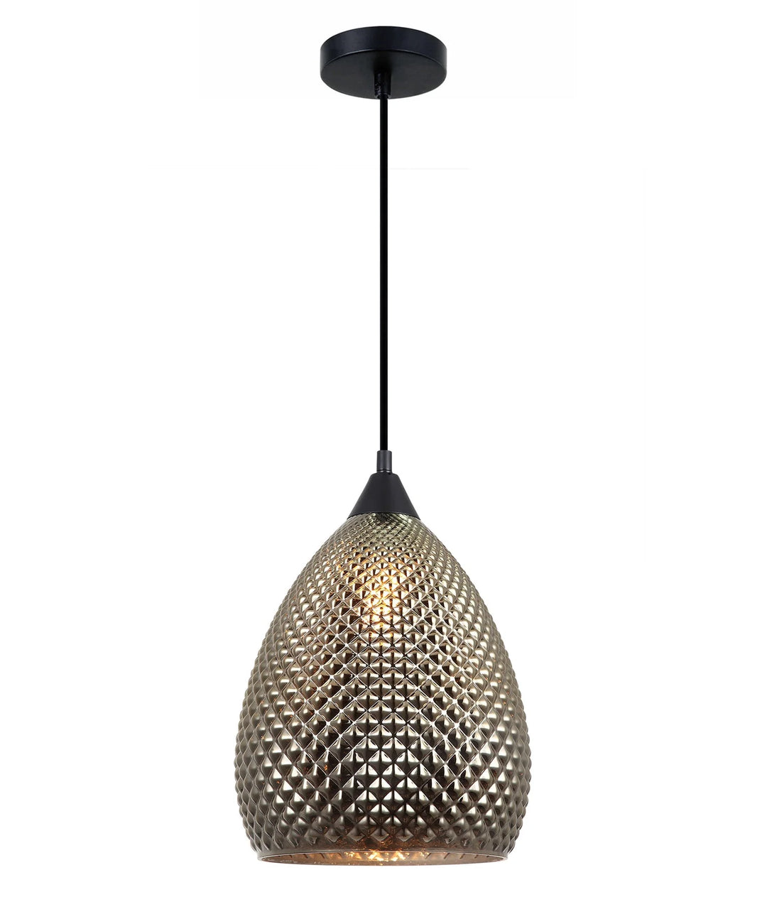 RICTUS: Bohemian Glass with Quadrilateral Segments Ellipse Shape Pendant Lights Chrome Pendant