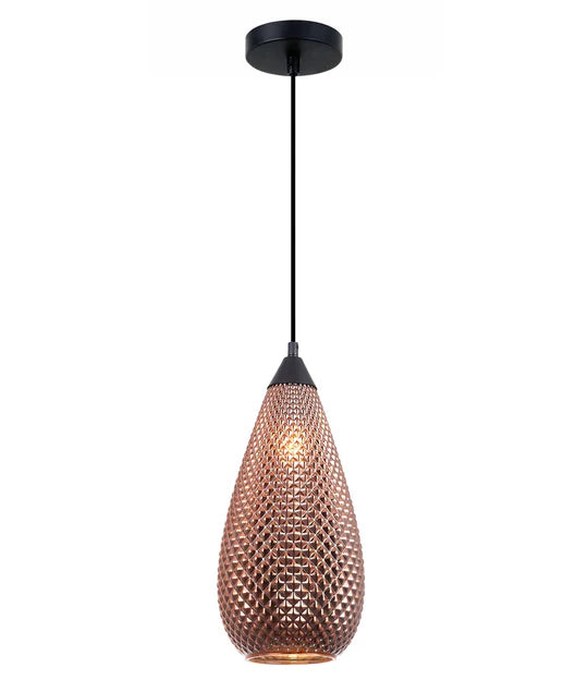 RICTUS: Bohemian Glass with Quadrilateral Segments Tear Drop Shape Pendant Lights Copper Pendant