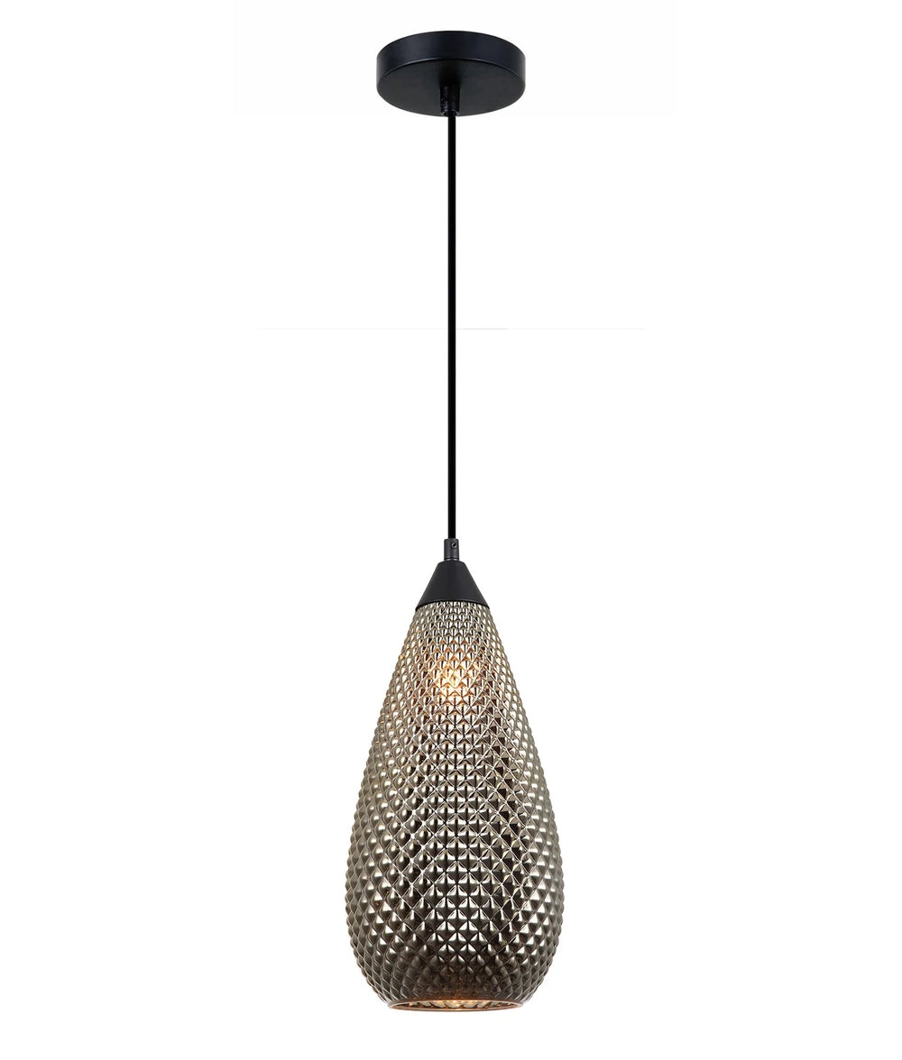 RICTUS: Bohemian Glass with Quadrilateral Segments Tear Drop Shape Pendant Lights Chrome Pendant