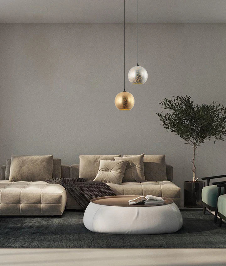 ROCHE: Interior Wine Glass Shape Matte Gold / Chrome Glass Pendant Lights Pendant