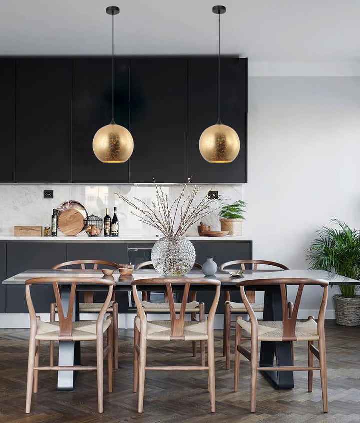 ROCHE: Interior Wine Glass Shape Matte Gold / Chrome Glass Pendant Lights Pendant
