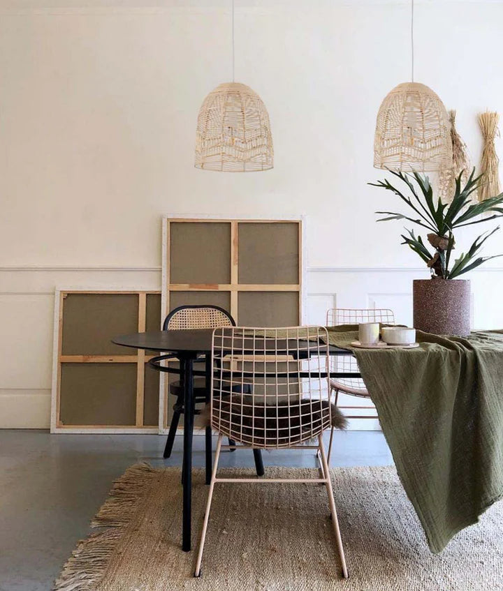 ROTA: Bohemian Interior Natural Rattan Ellipse Pendant Light Pendant
