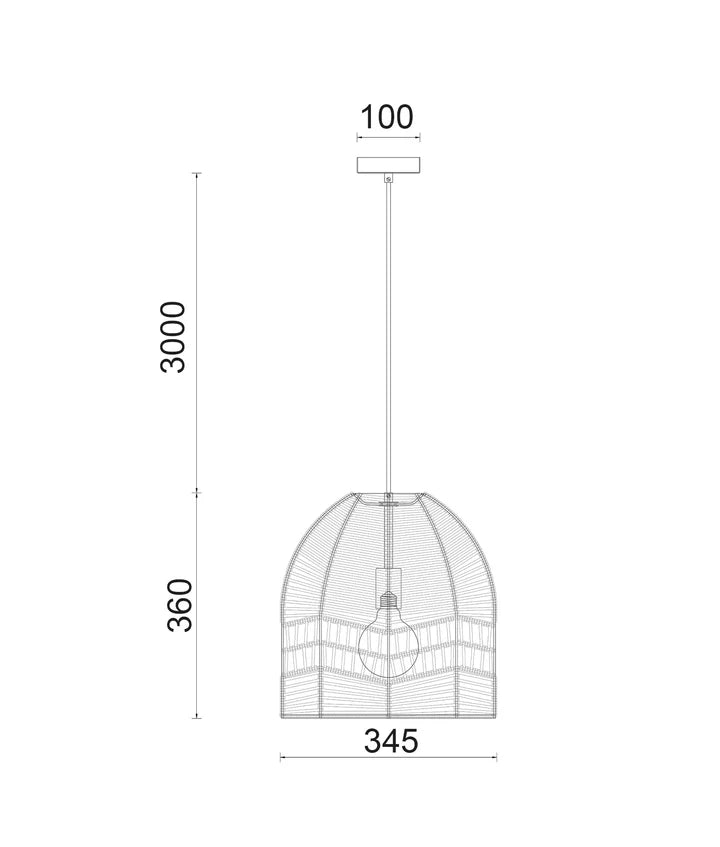 ROTA: Bohemian Interior Natural Rattan Ellipse Pendant Light Pendant