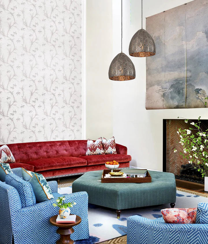 SARI: Bohemian Interior Embossed Ellipse Aged Brass Steel Ombre Pendant Light Pendant
