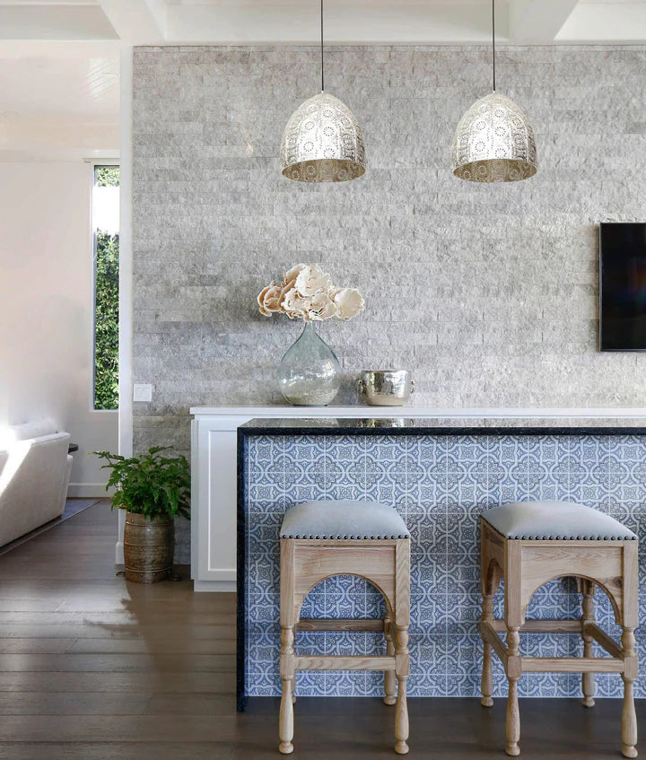 SARI: Bohemian Interior Embossed Ellipse Chrome Steel Pendant Light Pendant