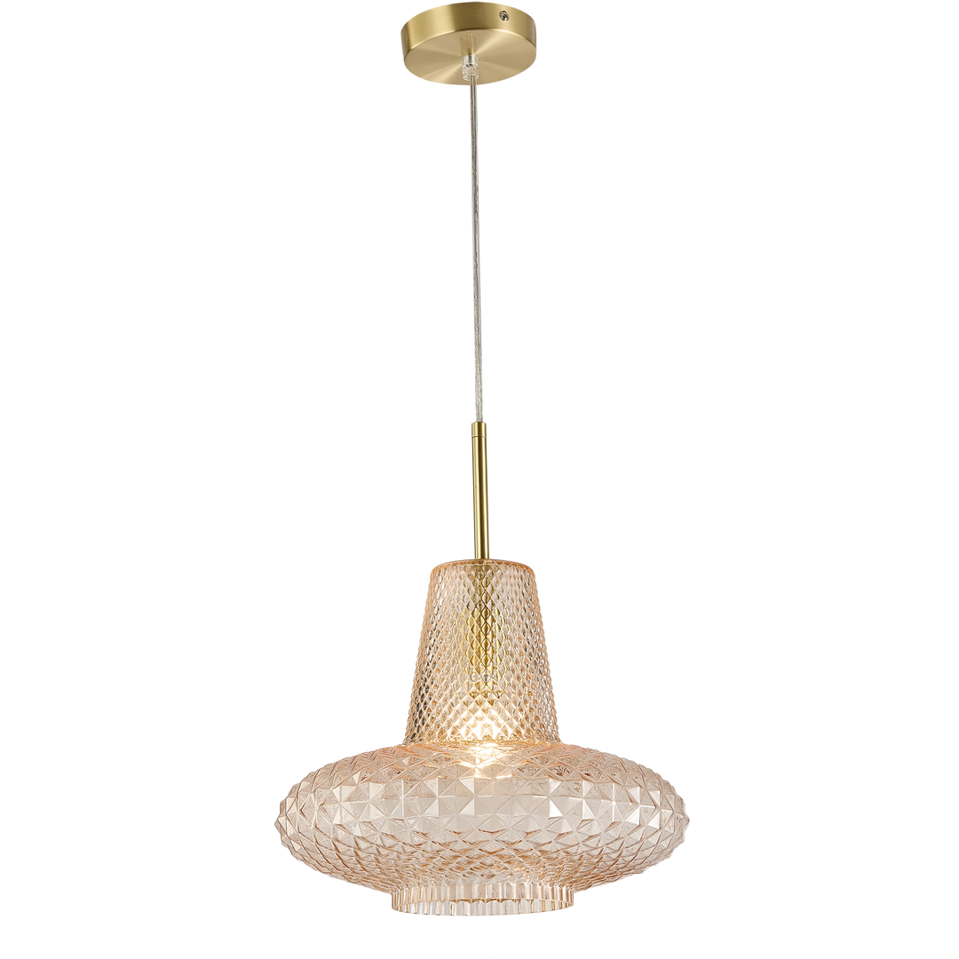 Calibo Sculpt Faceted Cut Glass 1 Light Pendant Amber Pendant