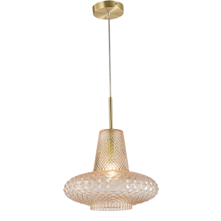 Calibo Sculpt Faceted Cut Glass 1 Light Pendant Amber Pendant