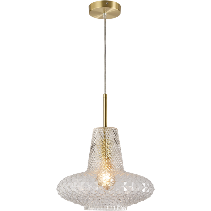 Calibo Sculpt Faceted Cut Glass 1 Light Pendant Clear Pendant
