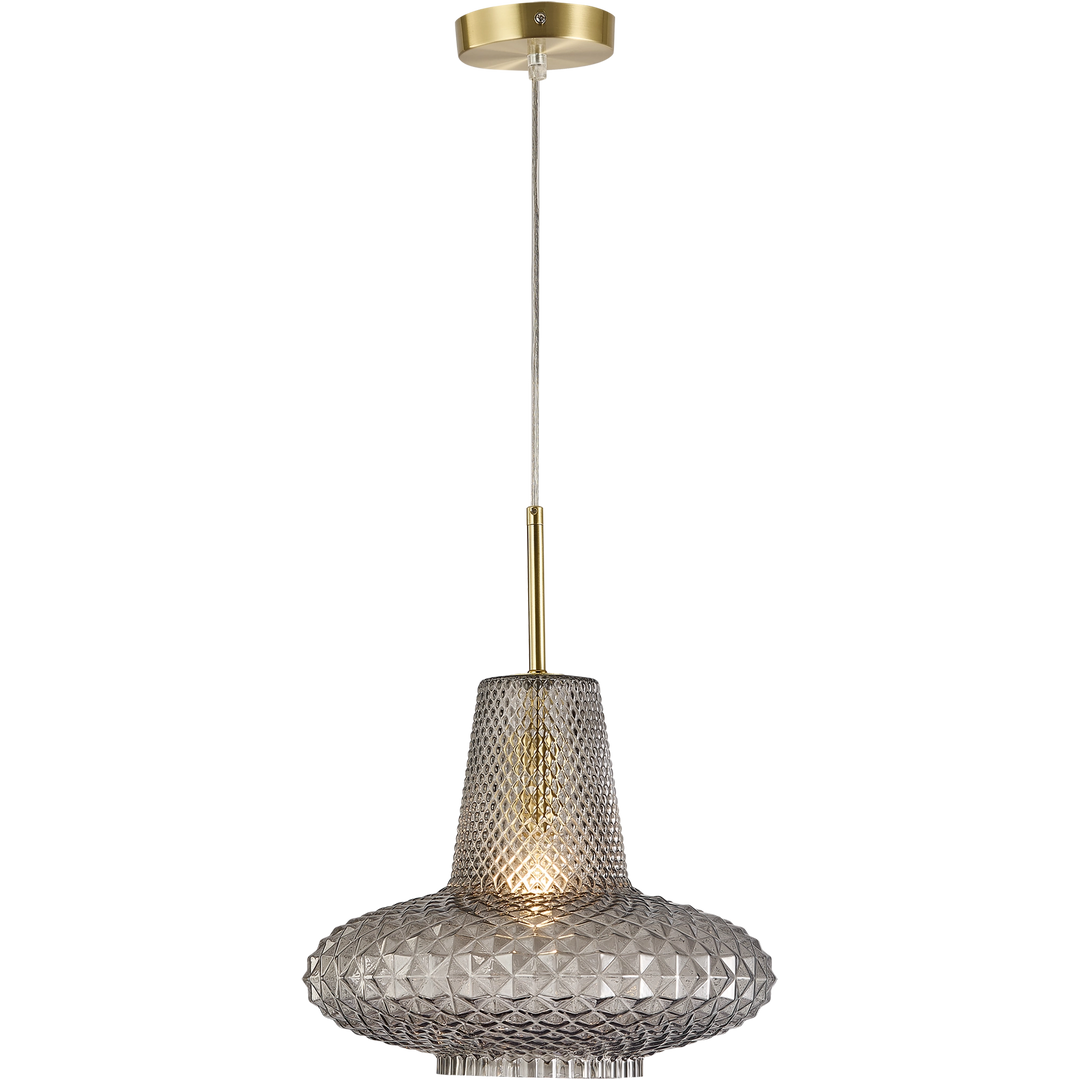 Calibo Sculpt Faceted Cut Glass 1 Light Pendant Smoke Pendant