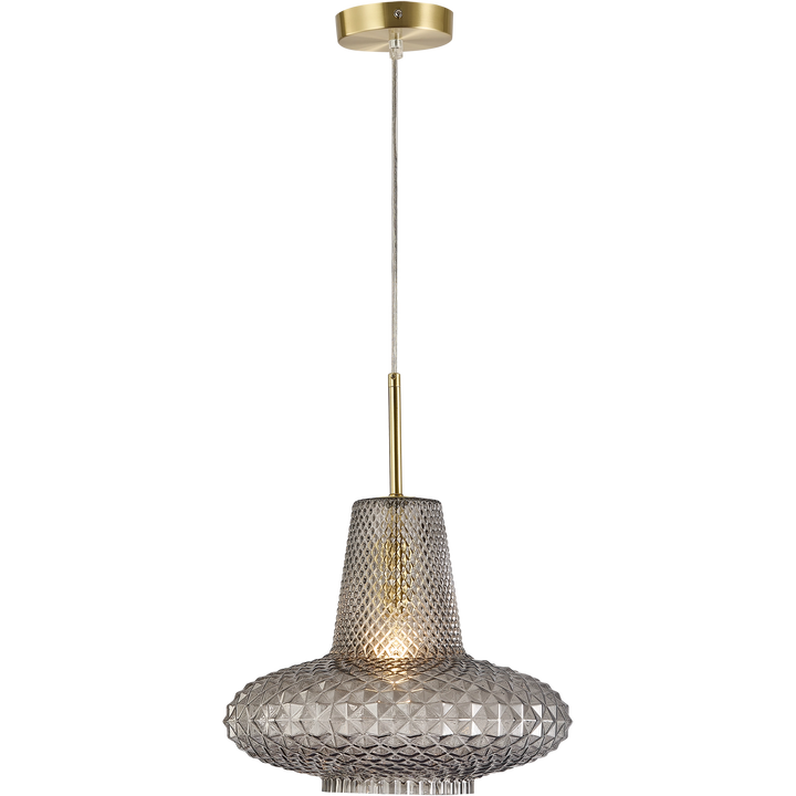 Calibo Sculpt Faceted Cut Glass 1 Light Pendant Smoke Pendant