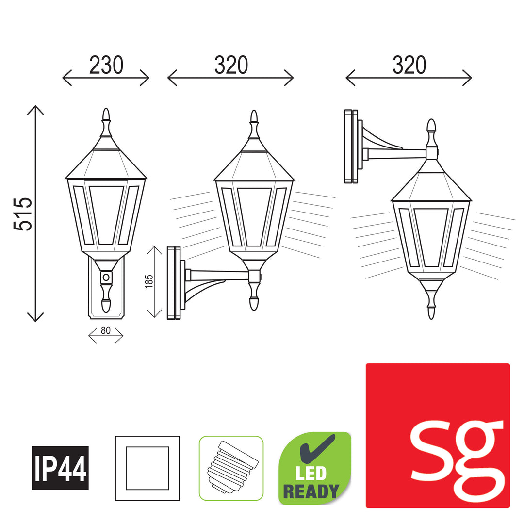 IBIZA Premium Outdoor Coach Light Double Insulated IP44 WALL LIGHT