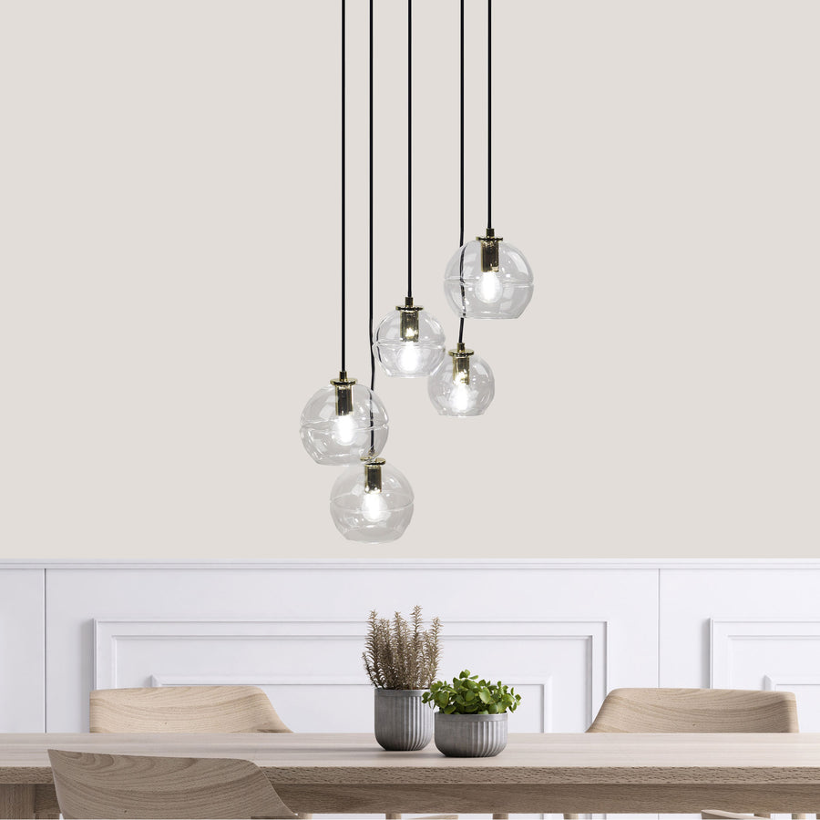 RENO 5 Light Clear Glass Pendant Pendant