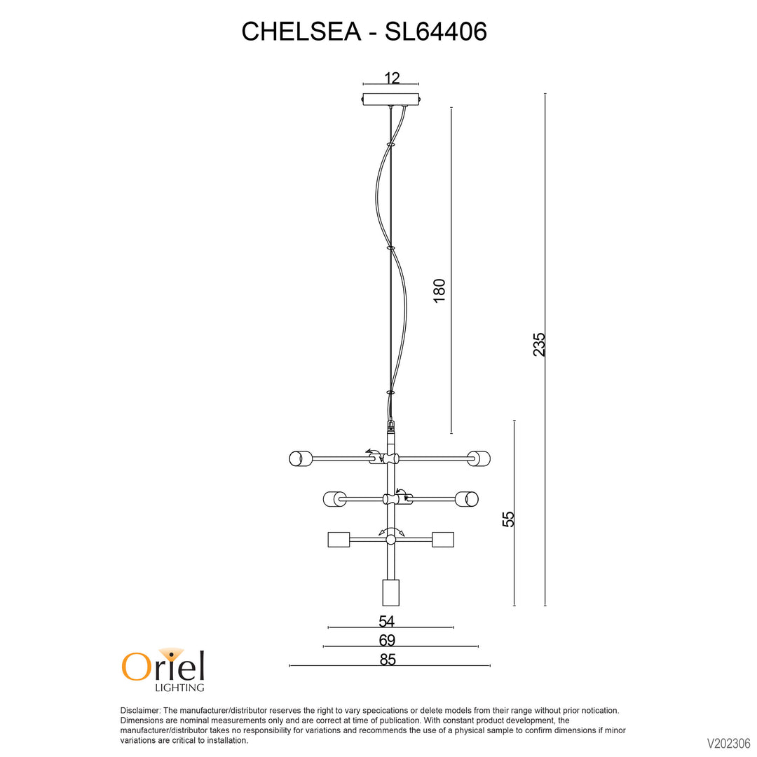 CHELSEA Black Contemporary Satellite Pendant Pendant