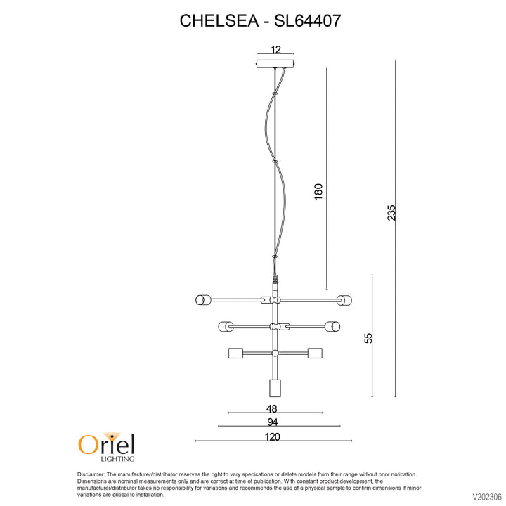 CHELSEA.120 Black Large Contemporary Pendant Pendant