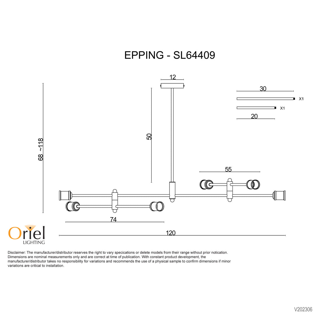 EPPING 120cm Adjustable Globe Pendant Pendant