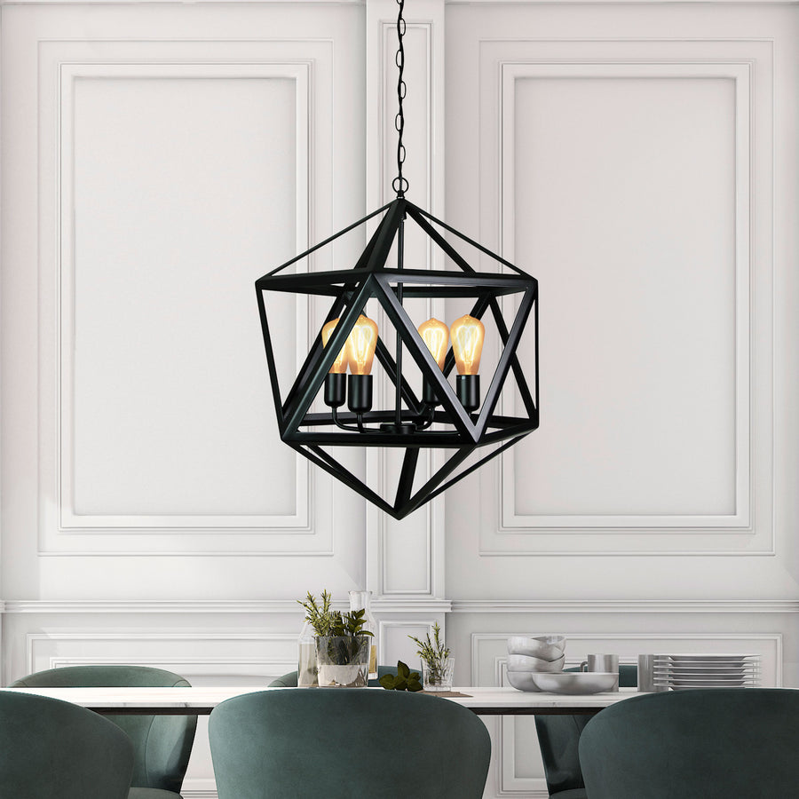 GEO 4 Geometric 4-light Pendant Matt Black Pendant