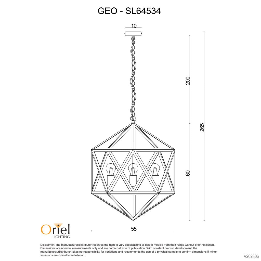 GEO 4 Geometric 4-light Pendant Matt Black Pendant