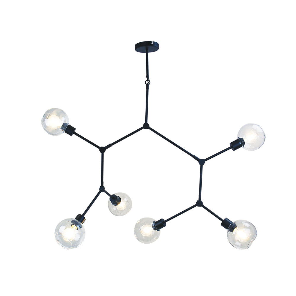 PADUA 170cm Contemporary Clear Glass Pendant Black Pendant