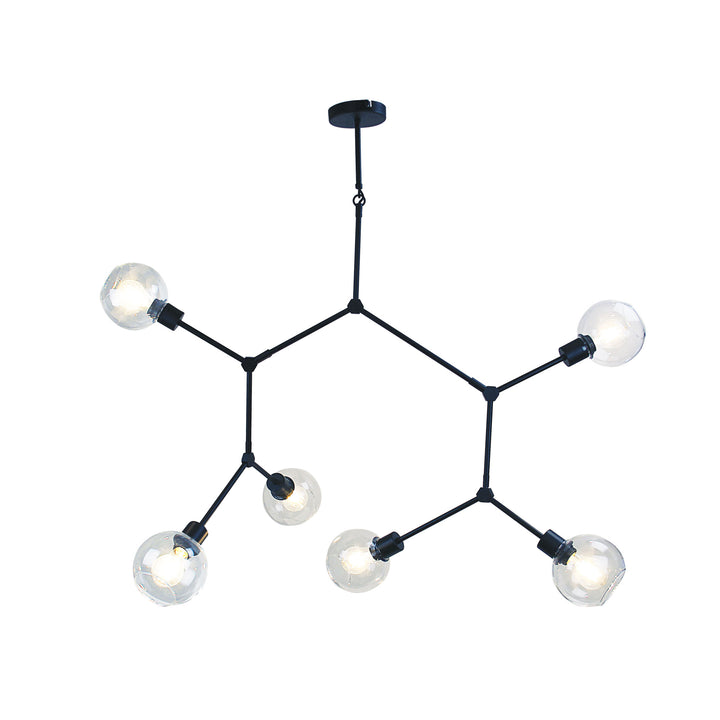 PADUA 170cm Contemporary Clear Glass Pendant Black Pendant
