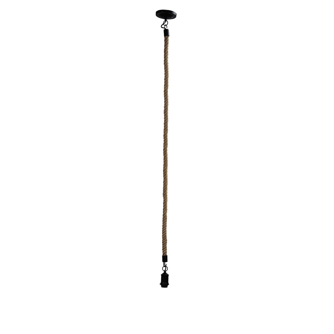 ROPE 2m Long Rope Pendant Matt Black and Coir Pendant